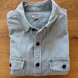 Wallace & Barnes J Crew men's heavy cotton twill workwear-style blue shirt, M